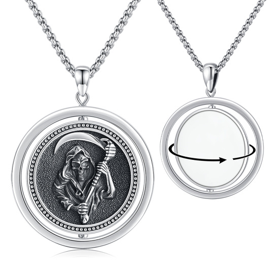 Collana da uomo con pendente a forma di teschio in argento sterling