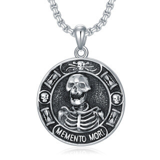 Sterling Silver Skull Pendant Necklace for Men-12