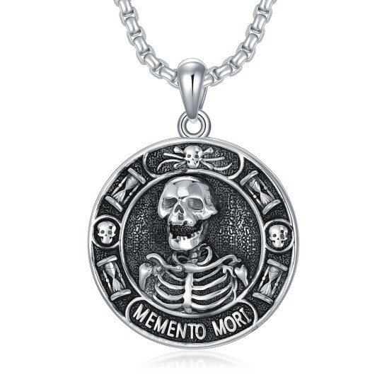 Sterling Silver Skull Pendant Necklace for Men