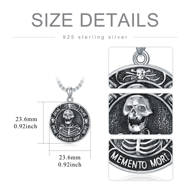 Collier en argent sterling avec pendentif tête de mort pour hommes-6