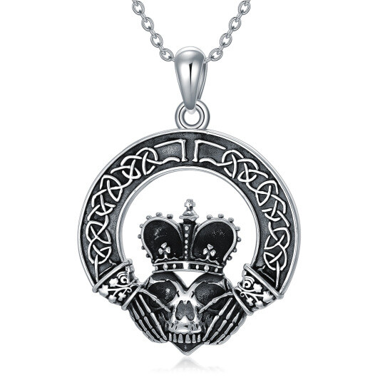 Sterling Silber Totenkopf-Anhänger Halskette