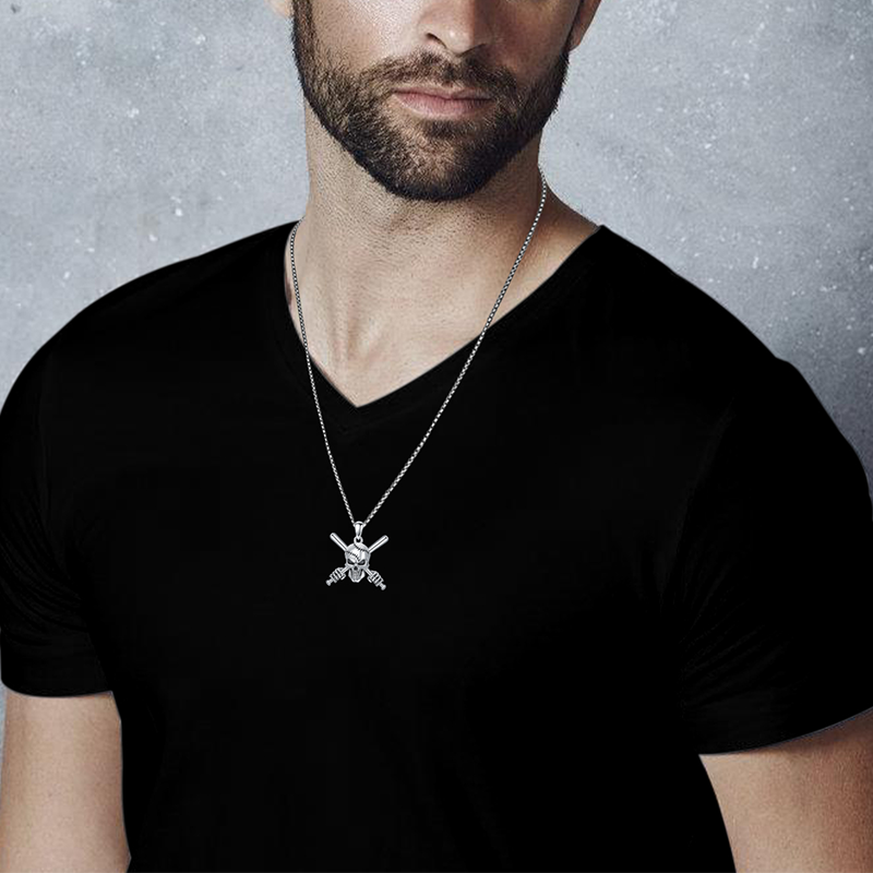 Collier avec pendentif en forme de tête de mort en argent sterling-2