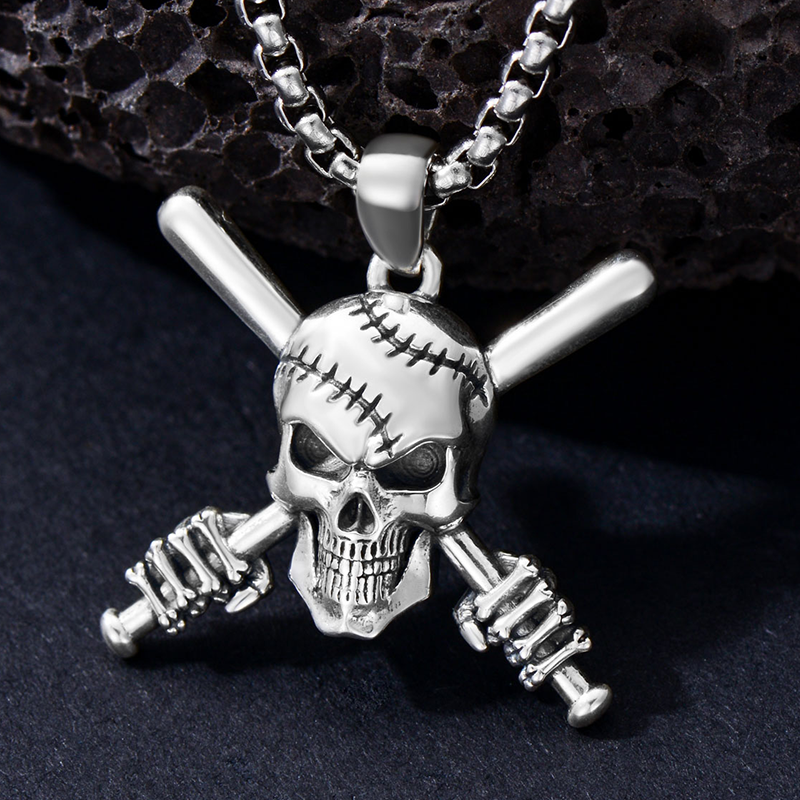 Sterling Silver Skull Pendant Necklace-4