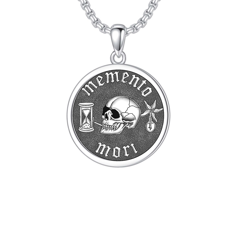 Sterling Silver Skull Pendant Necklace-1