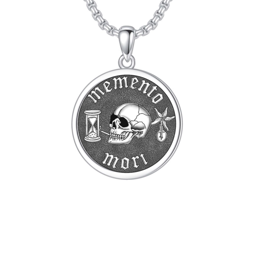 Collier avec pendentif en forme de tête de mort en argent sterling