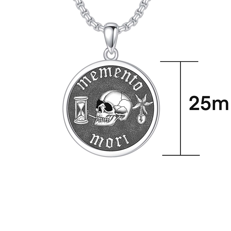 Collier avec pendentif en forme de tête de mort en argent sterling-2