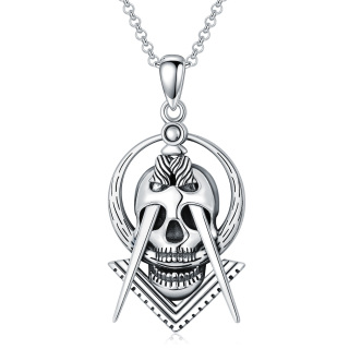 Sterling Silver Skull Pendant Necklace-21