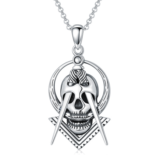 Sterling Silber Totenkopf-Anhänger Halskette