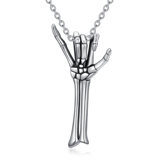 Collana con ciondolo a forma di teschio in argento sterling