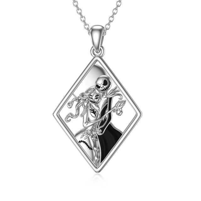 Collier avec pendentif tête de mort en argent sterling-1