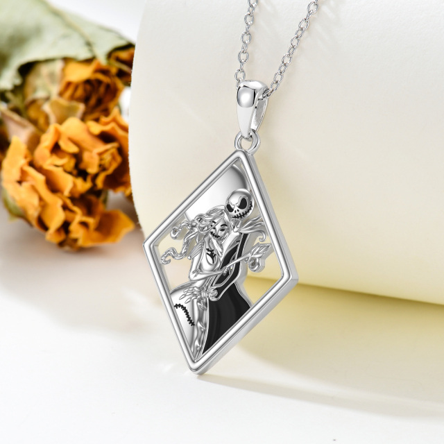 Collier avec pendentif tête de mort en argent sterling-3