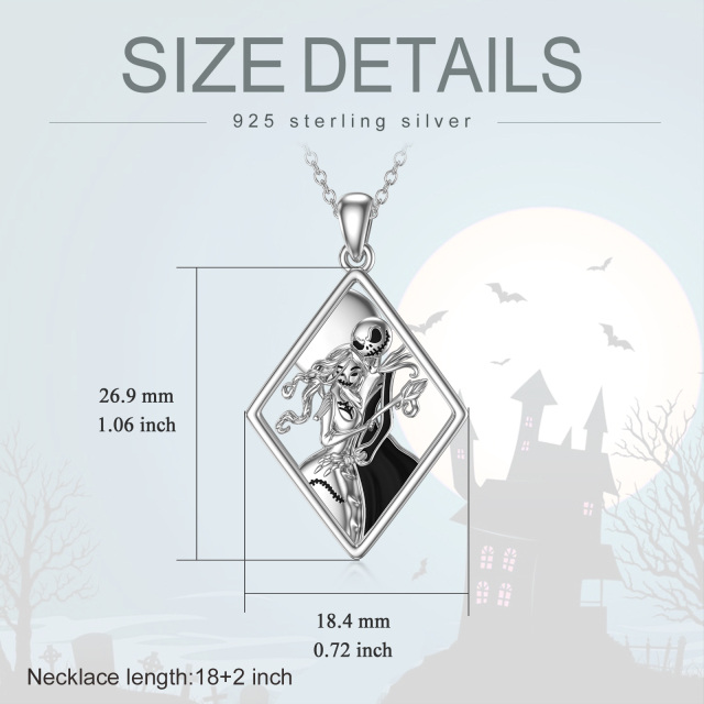 Collier avec pendentif tête de mort en argent sterling-5