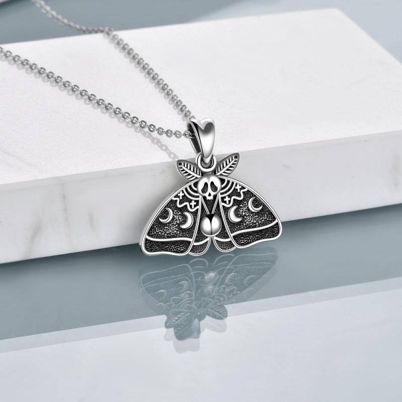 Colar com pingente de caveira em prata esterlina-4