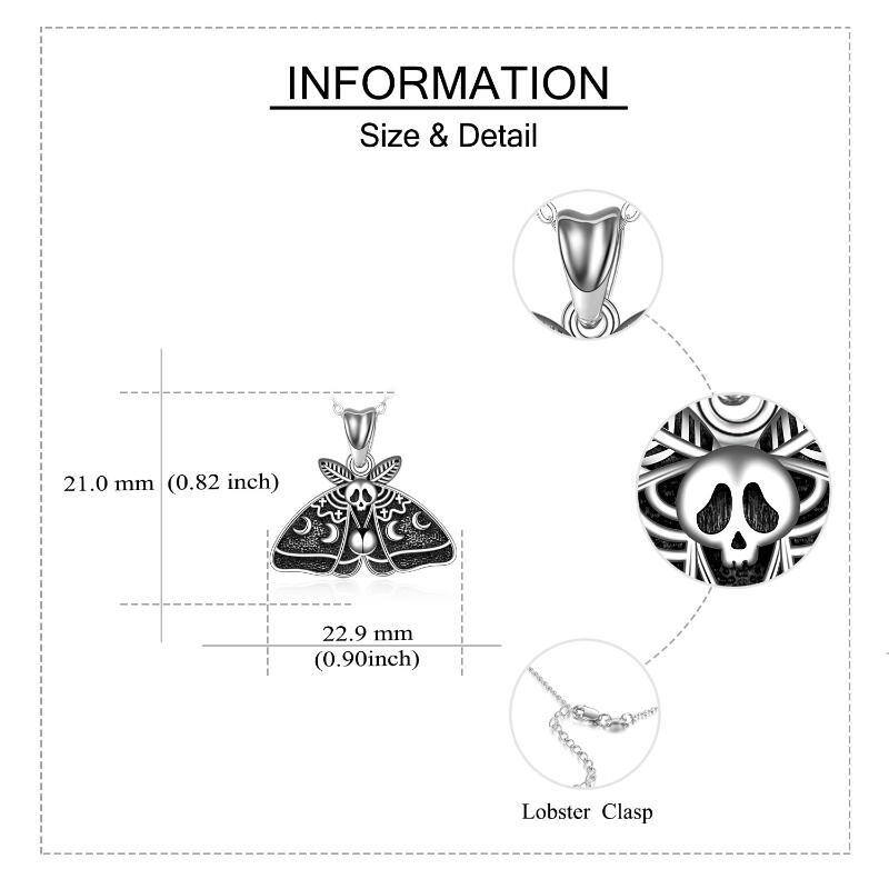 Colar com pingente de caveira em prata esterlina-5