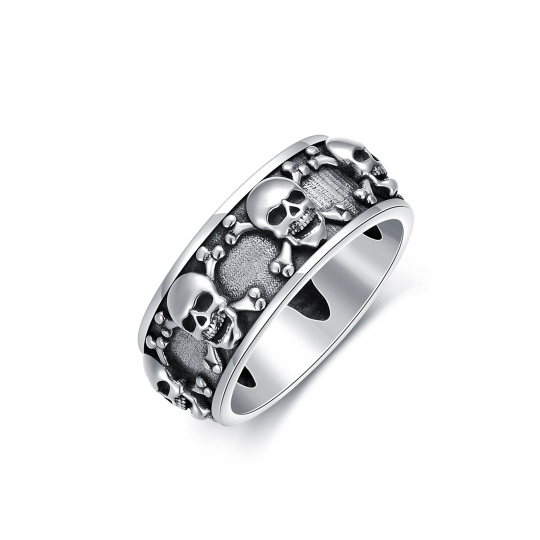 Anello con teschio in argento sterling da uomo