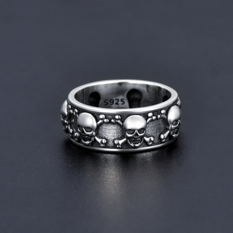 Anillo de calavera de plata esterlina para hombre-3