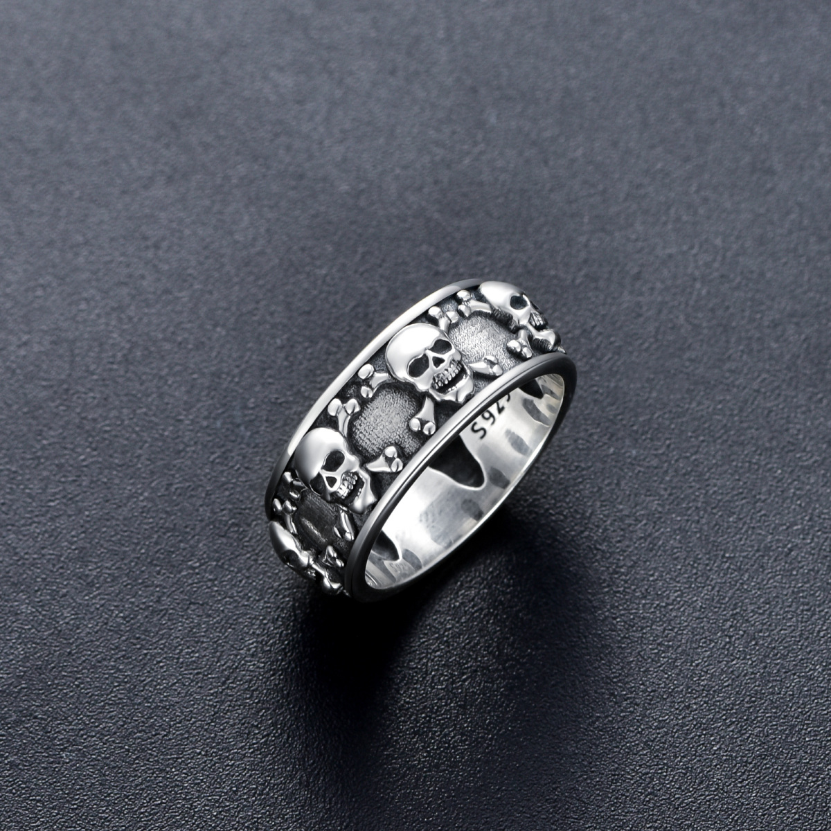 Sterling Silver Skull Ring for Men-4