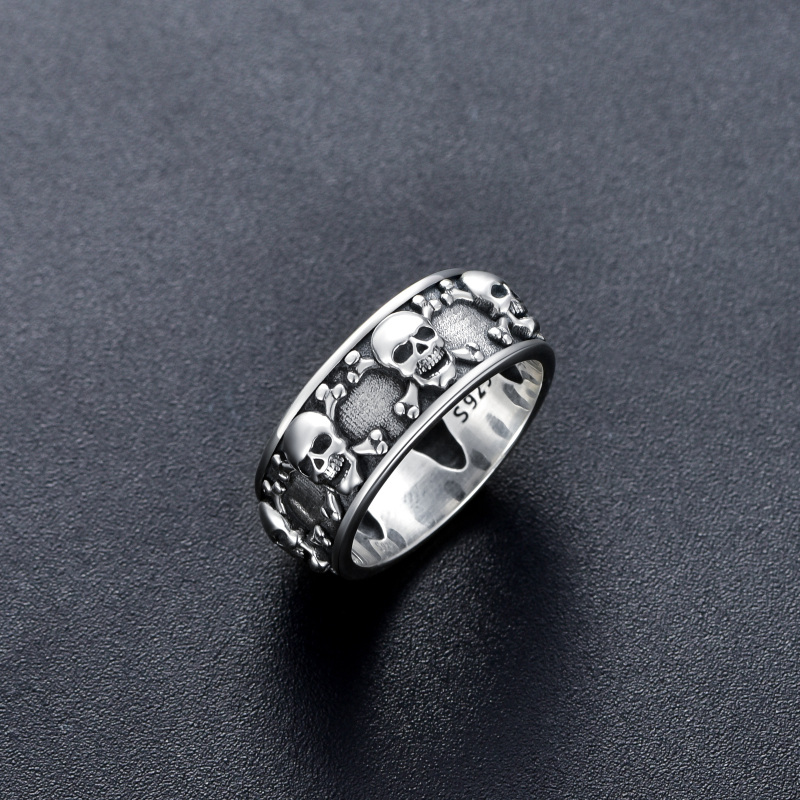 Anillo de calavera de plata esterlina para hombre-4
