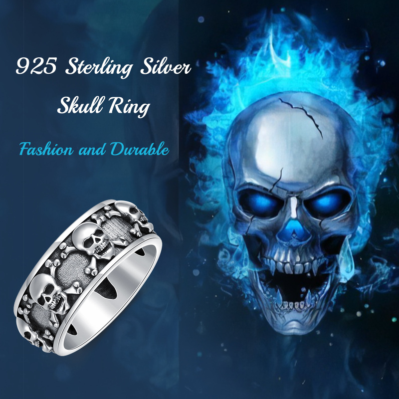 Anillo de calavera de plata esterlina para hombre-6