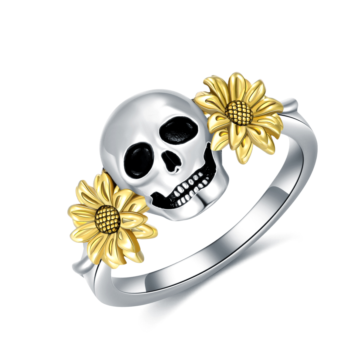 Bague tête de mort en argent sterling-1