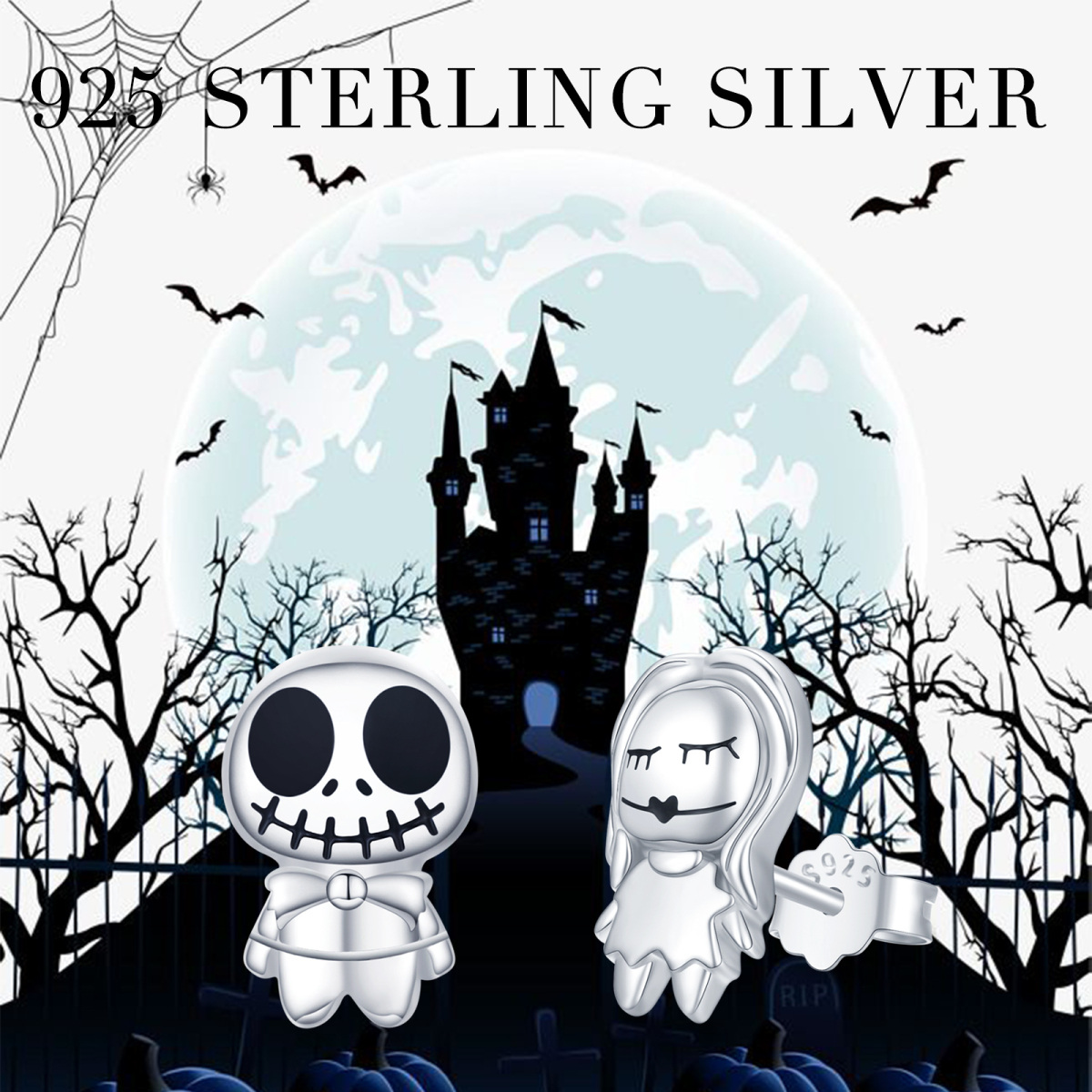 Sterling Silber Totenkopf Ohrstecker-6