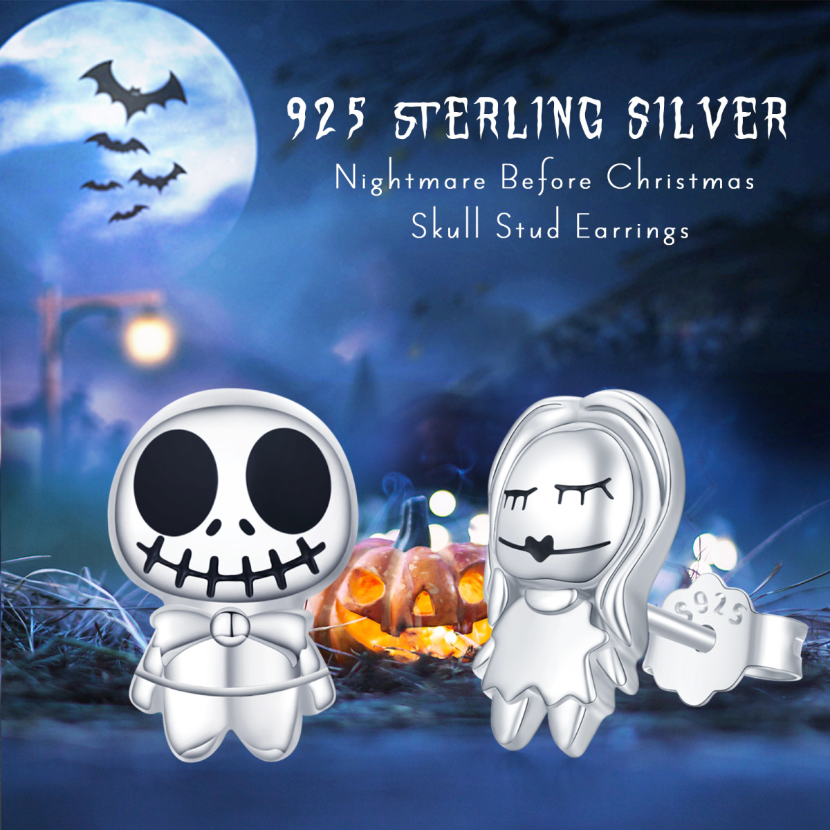 Sterling Silber Totenkopf Ohrstecker-7