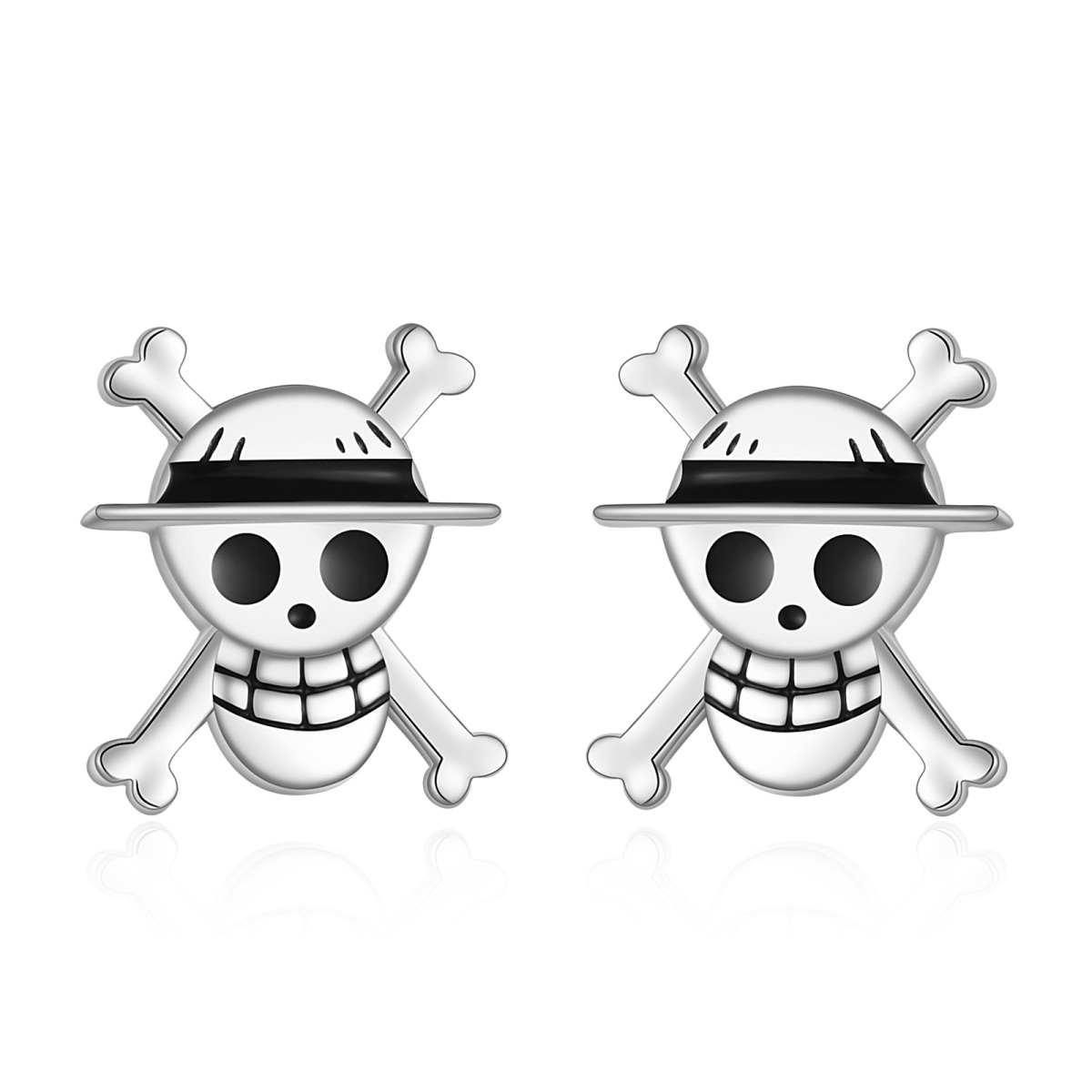 Pendientes calavera de plata de ley-1