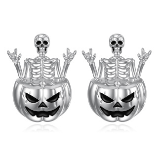 Sterling Silver Skull Stud Earrings-32