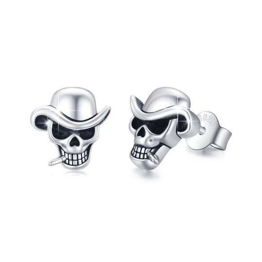 Sterling Silber Totenkopf Ohrstecker