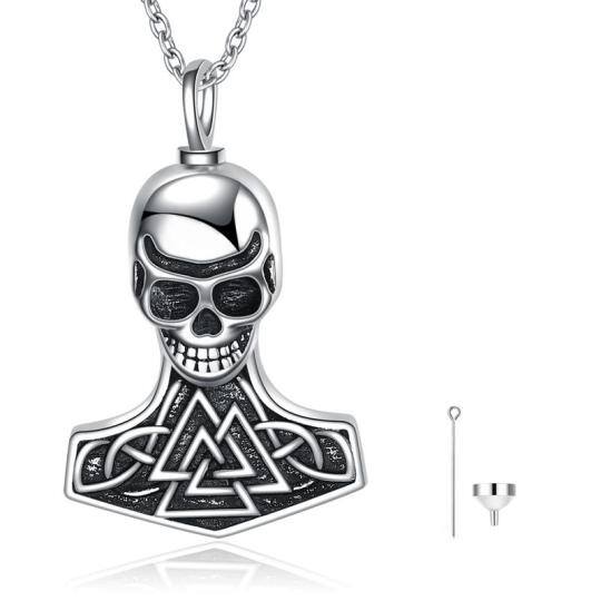 Sterling Silber Totenkopf Urne Halskette für Asche