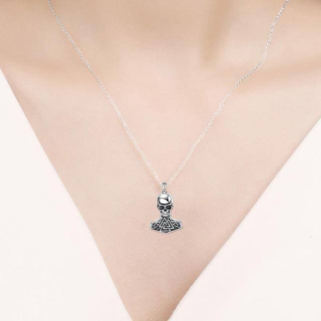 Collier d'urne en argent pour cendres avec tête de mort-2