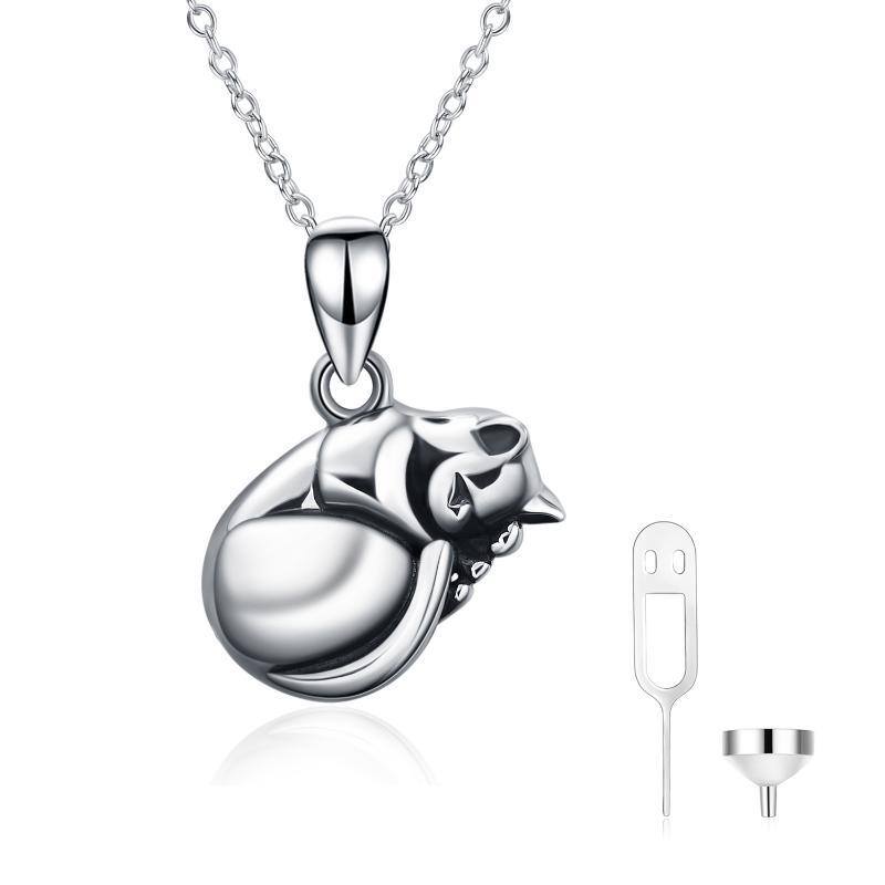 Collier en argent sterling pour cendres de chat endormi-1