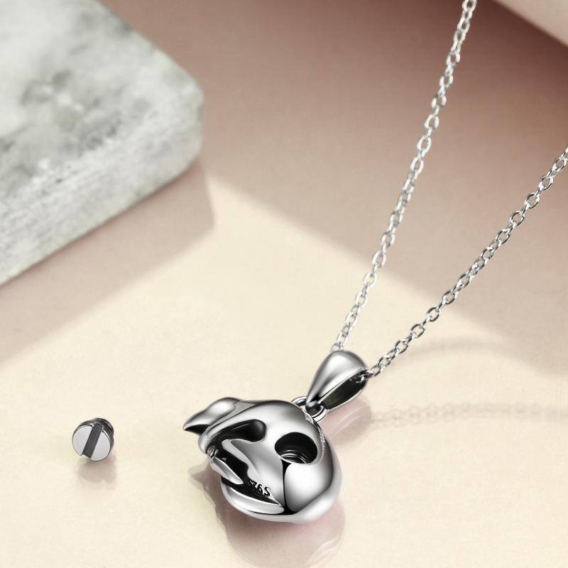 Sterling Silver Sleeping Cat Urn Necklace for Ashes-5