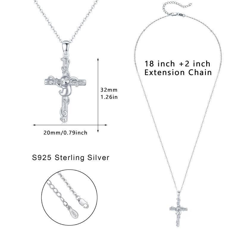 Collier en argent sterling avec pendentif paresseux et croix-5