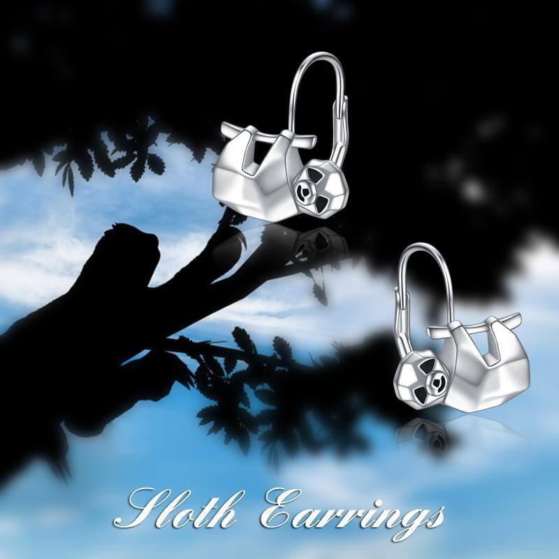 Sterling Silver Sloth Hoop Earrings-6