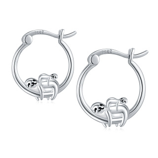 Sterling Silver Sloth Hoop Earrings-25