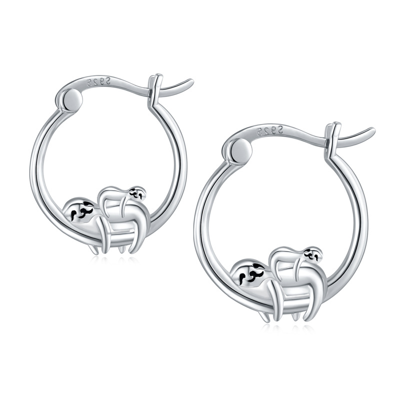 Sterling Silver Sloth Hoop Earrings