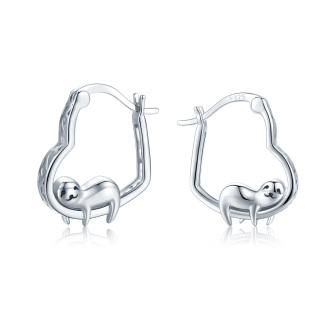 Sterling Silver Sloth Hoop Earrings-24