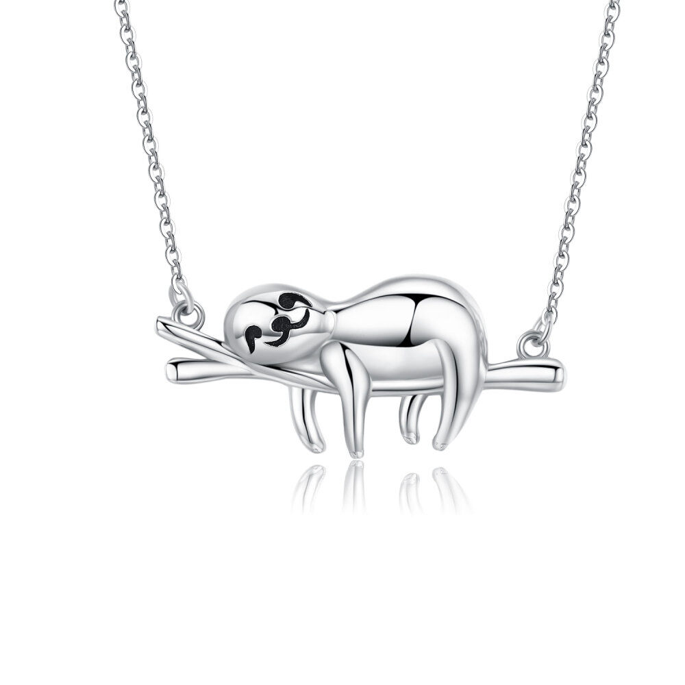 Sterling Silver Sloth Pendant Necklace-1