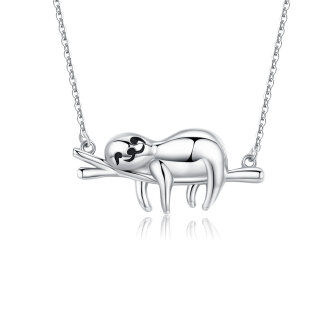 Sterling Silver Sloth Pendant Necklace-35