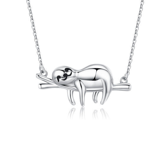 Sterling Silver Sloth on Branch Pendant Necklace