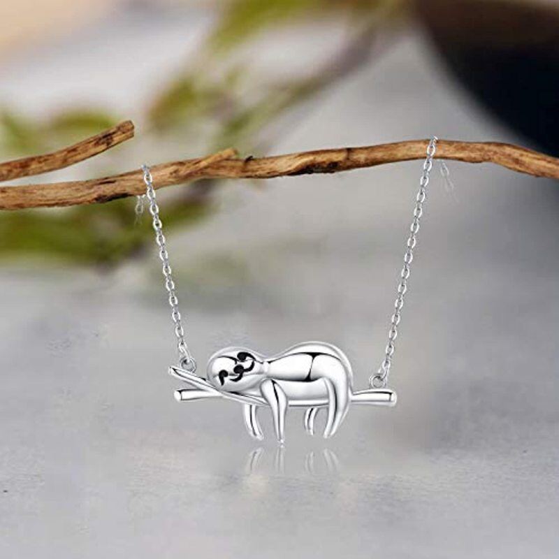 Sterling Silver Sloth Pendant Necklace-3