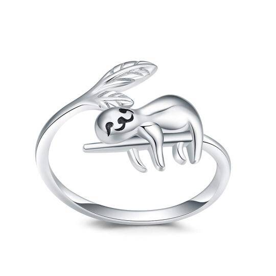 Anello aperto con bradipo in argento sterling