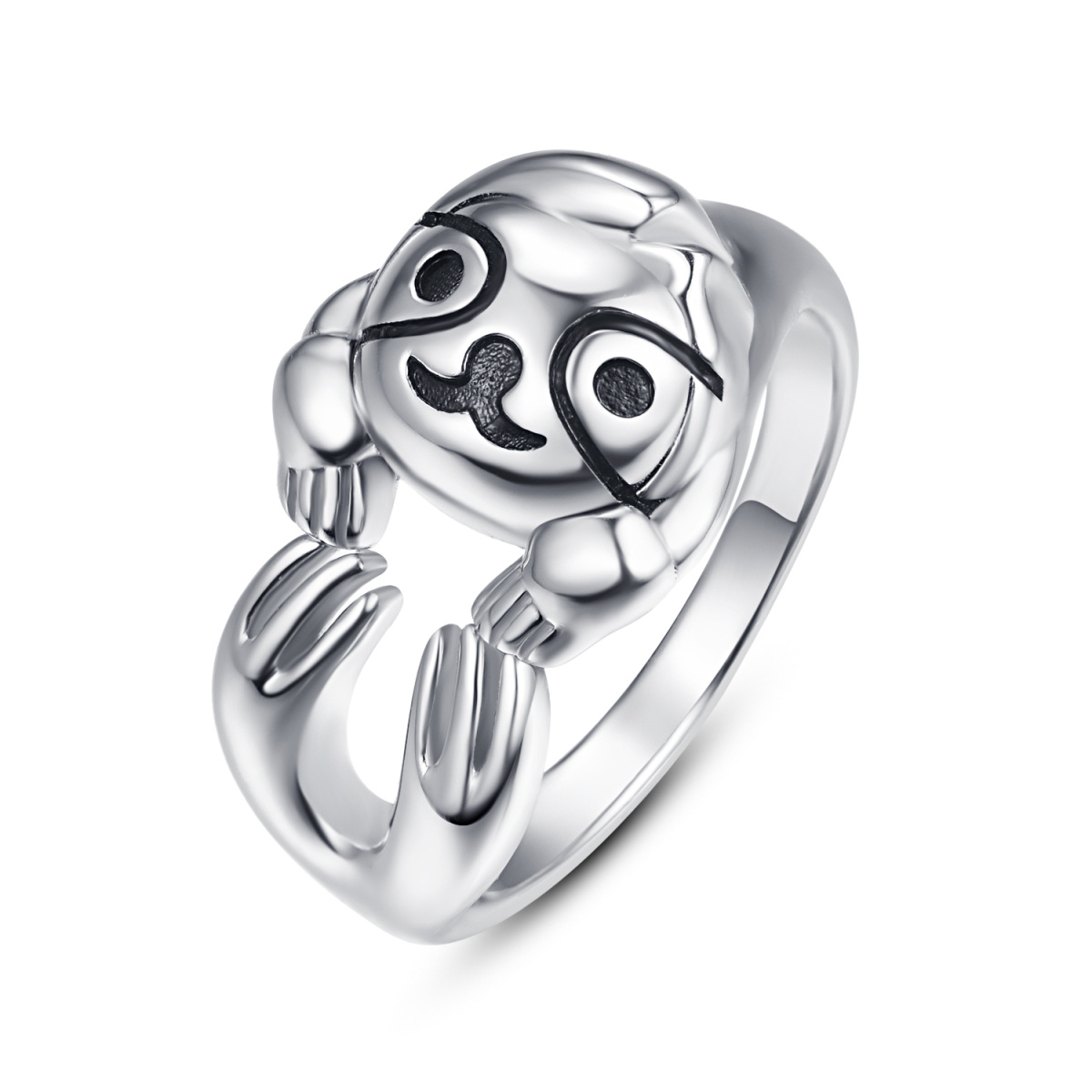 Anello aperto con bradipo in argento sterling-1