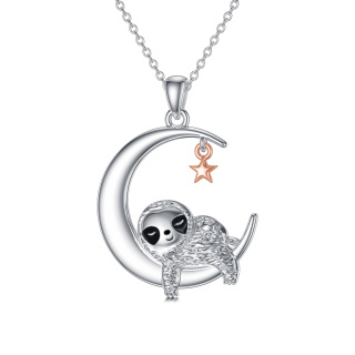 Sterling Silver Sloth Pendant Necklace-5