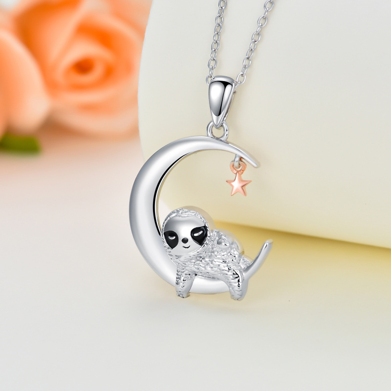 Sterling Silver Sloth Pendant Necklace-3