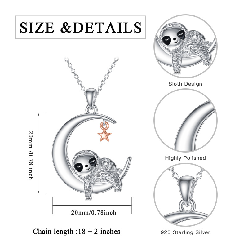 Sterling Silver Sloth Pendant Necklace-5