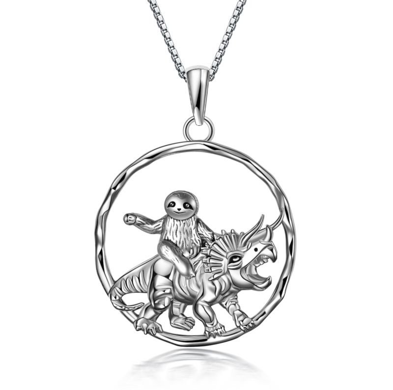 Sterling Silver Sloth Pendant Necklace-13