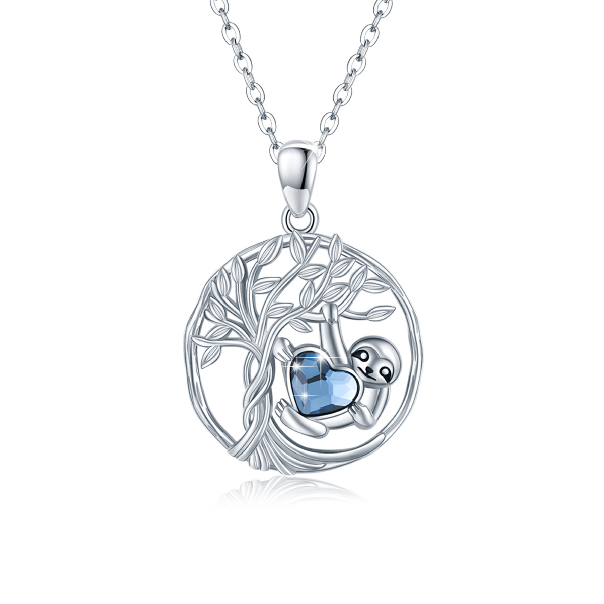 Collana con ciondolo a forma di bradipo in argento sterling con zirconia cubica-1