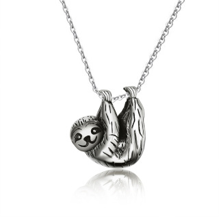 Sterling Silver Sloth Pendant Necklace-41